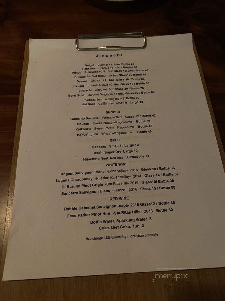 Jinpachi - West Hollywood, CA menu_pic