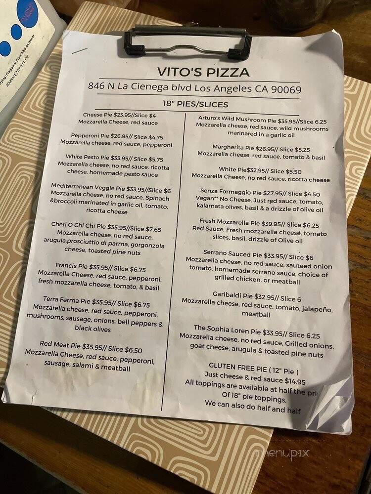 Vito Di Donato - West Hollywood, CA menu_pic