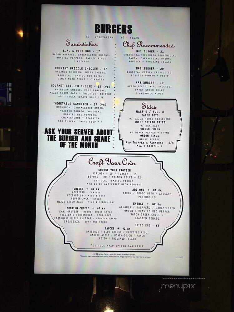 25 Degrees - Los Angeles, CA menu_pic
