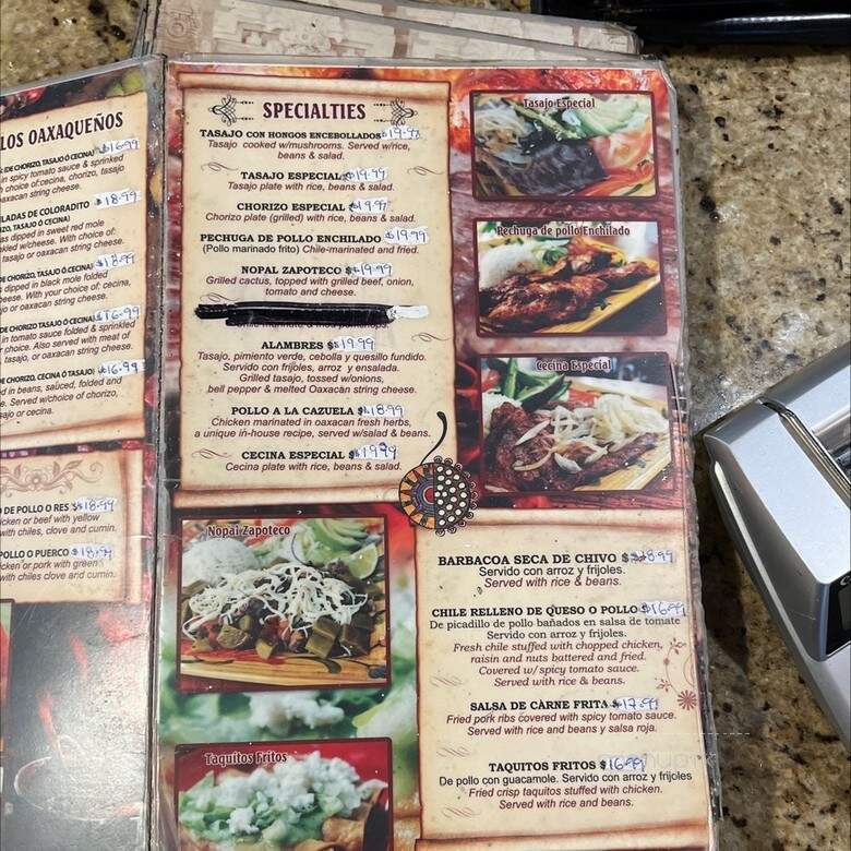 Rincon Oaxaqueno Restaurant - Los Angeles, CA menu_pic