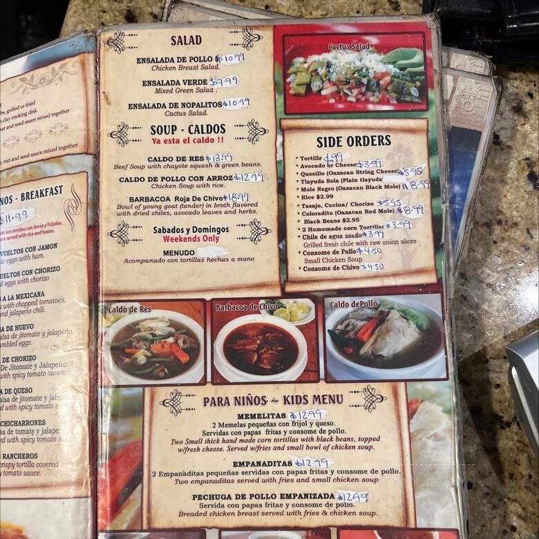 Rincon Oaxaqueno Restaurant - Los Angeles, CA menu_pic