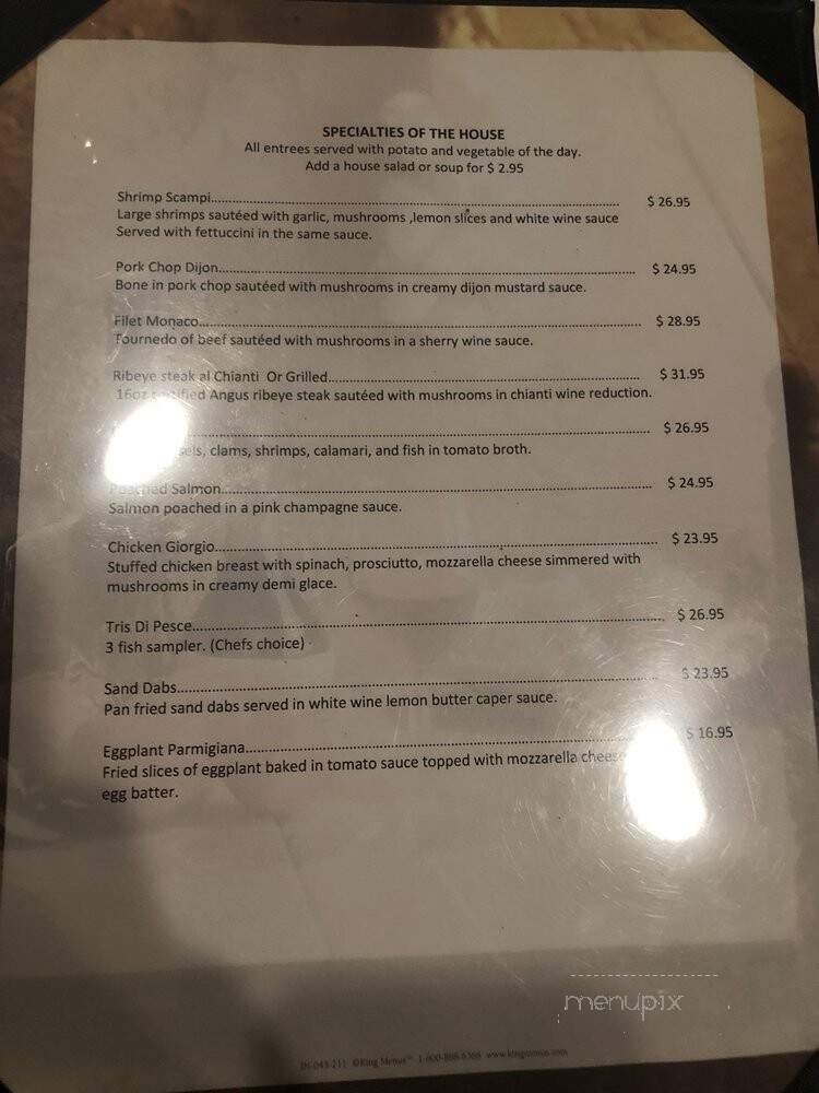 Giorgio's Restaurant - Rolling Hills Estates, CA menu_pic