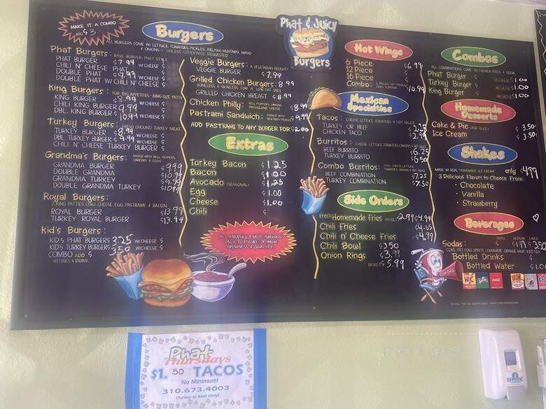 Phat & Juicy Burgers - Inglewood, CA menu_pic