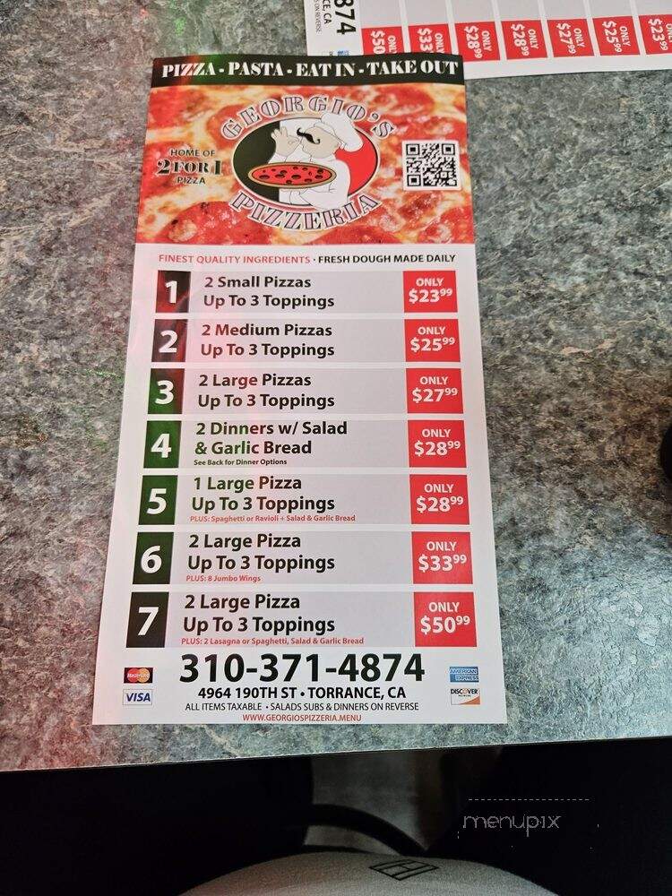 Georgio's Pizza - Torrance, CA menu_pic