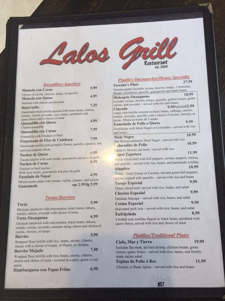 Lalo's Grill Oxaca Mexican Fds - Inglewood, CA menu_pic