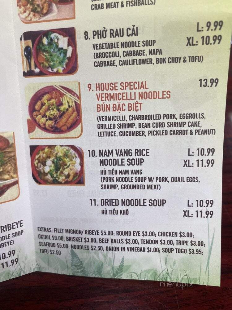 Viena Pho Restaurant - Lawndale, CA menu_pic