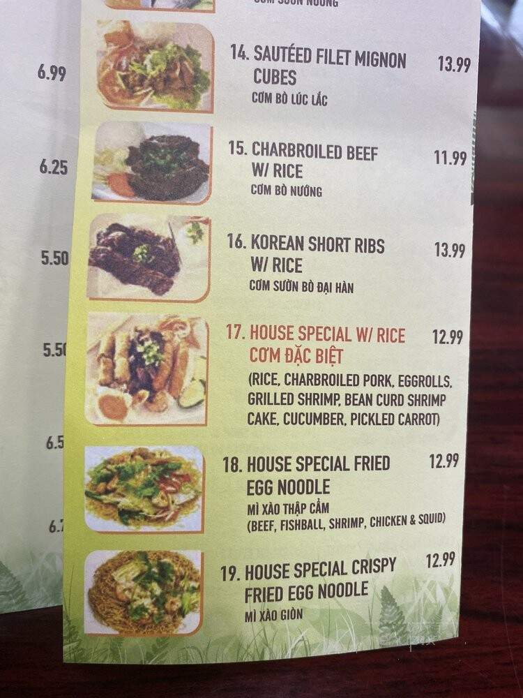 Viena Pho Restaurant - Lawndale, CA menu_pic