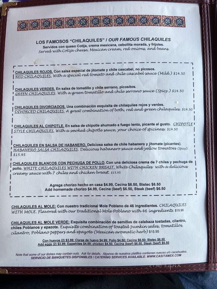 La Casita Mexicana - Bell, CA menu_pic