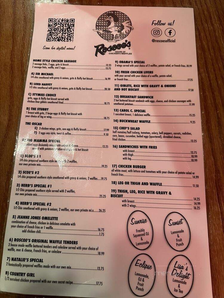 Rosco House of Chicken & Waffles - Los Angeles, CA menu_pic