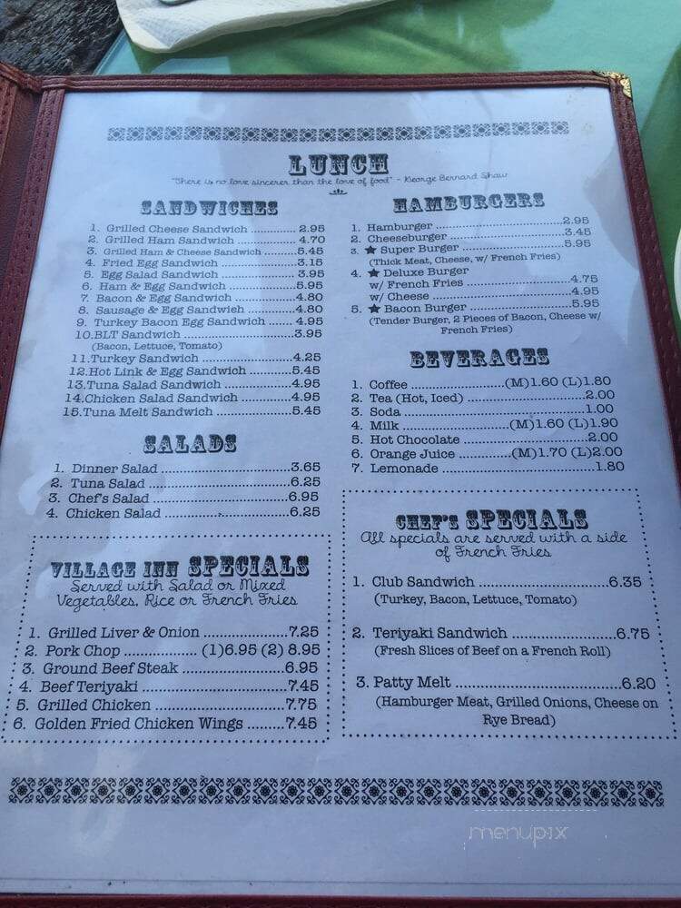 Aki's Village Inn - Los Angeles, CA menu_pic