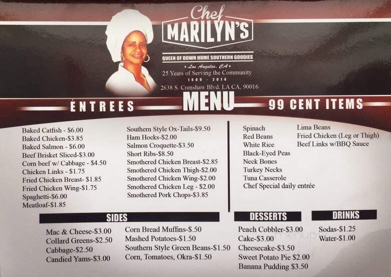 Chef Marilyn's Place - Los Angeles, CA menu_pic