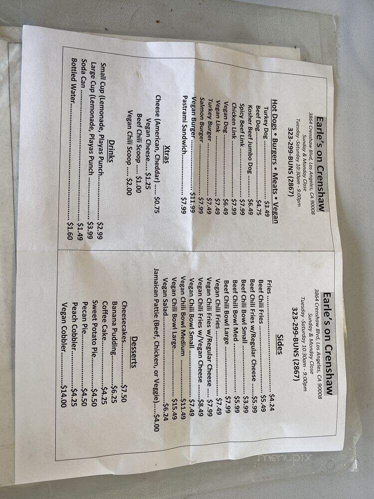 Earle's Grill - Los Angeles, CA menu_pic