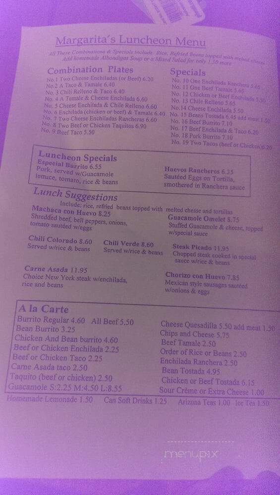 Margarita's Mexican Cafe - Los Angeles, CA menu_pic