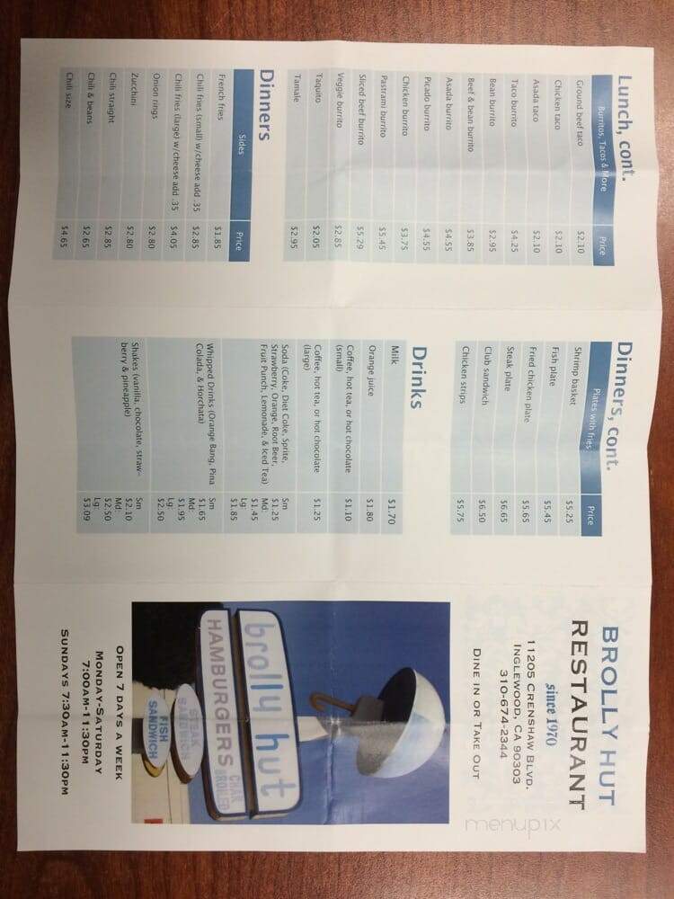 Brolly Hut - Inglewood, CA menu_pic