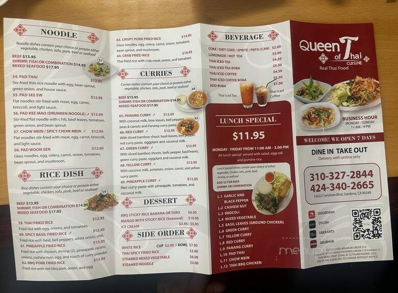 Queen Of Thai Cuisine - Gardena, CA menu_pic