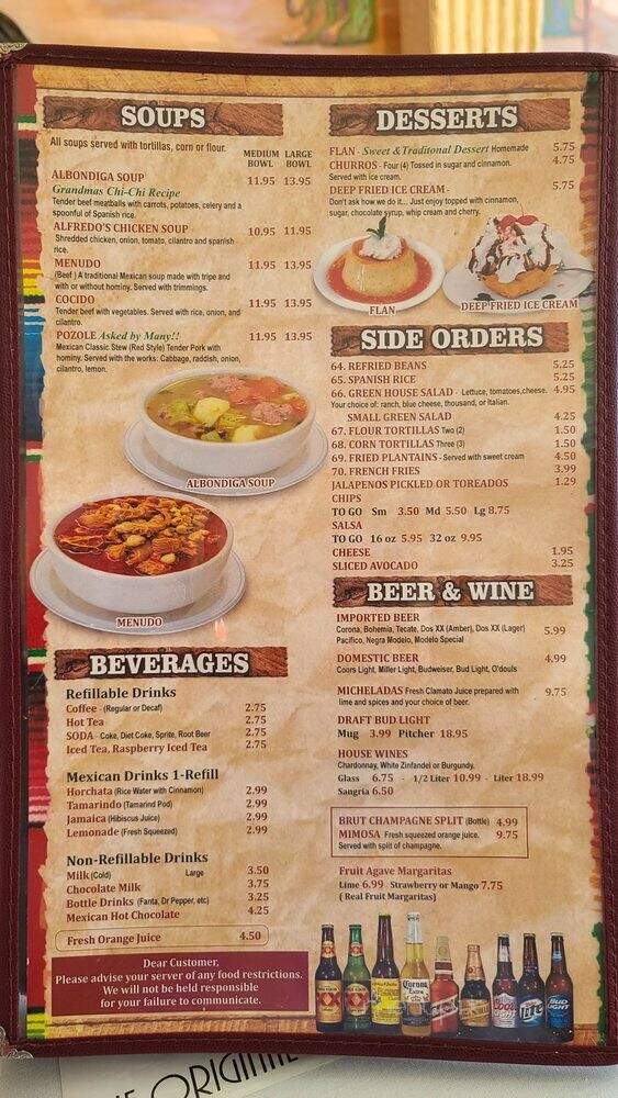 Alfredo's Restaurant - Lomita, CA menu_pic
