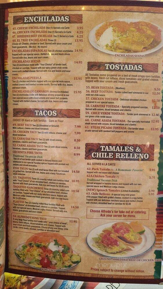 Alfredo's Restaurant - Lomita, CA menu_pic