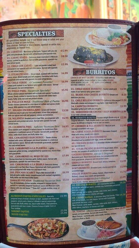 Alfredo's Restaurant - Lomita, CA menu_pic