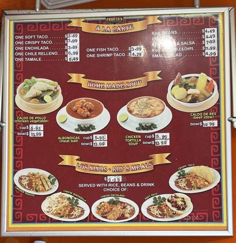 Prontos Mexican Grill - San Pedro, CA menu_pic