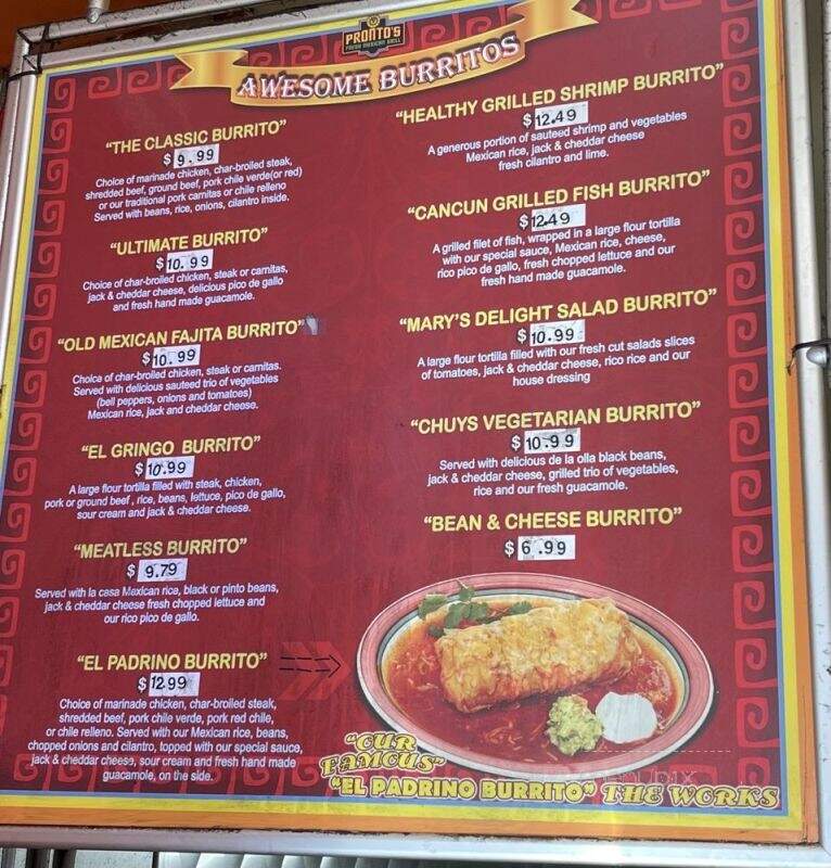 Prontos Mexican Grill - San Pedro, CA menu_pic