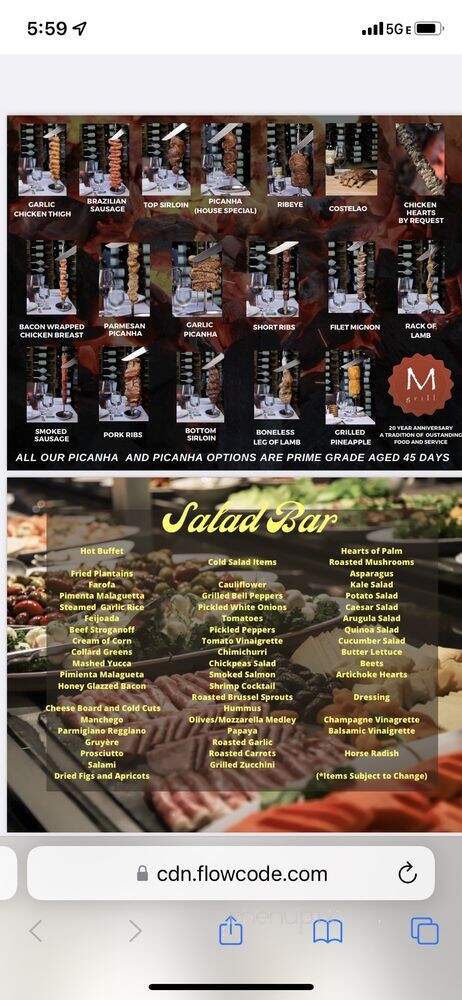 M Grill - Los Angeles, CA menu_pic