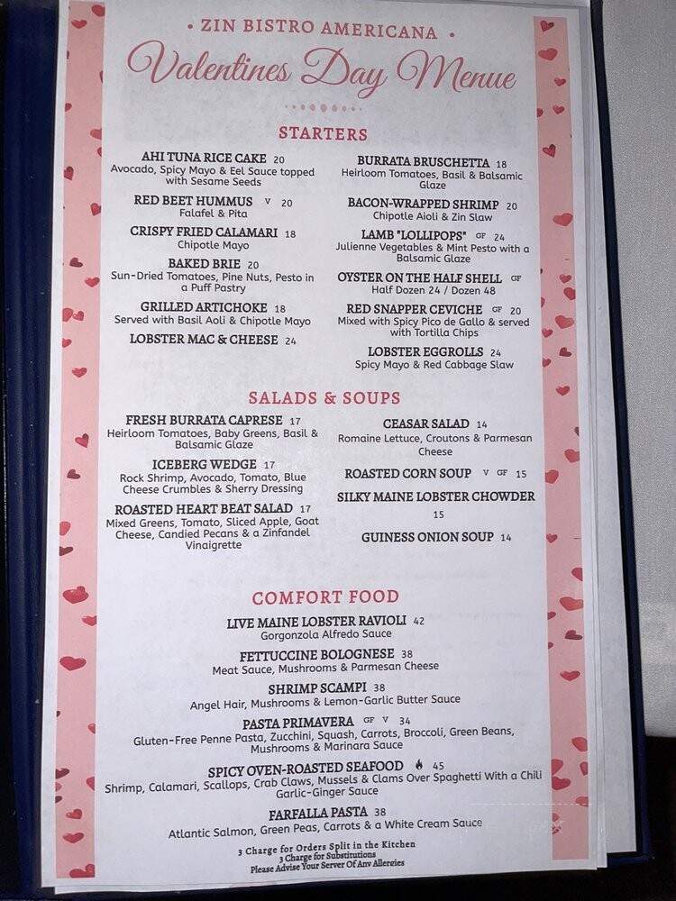 Zin Bistro Americana - Westlake Village, CA menu_pic