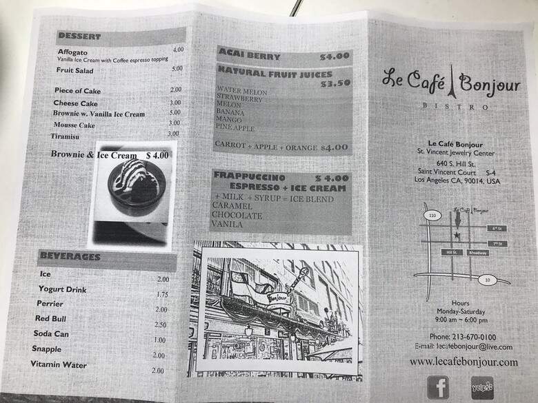 Le Cafe Bonjour - Los Angeles, CA menu_pic