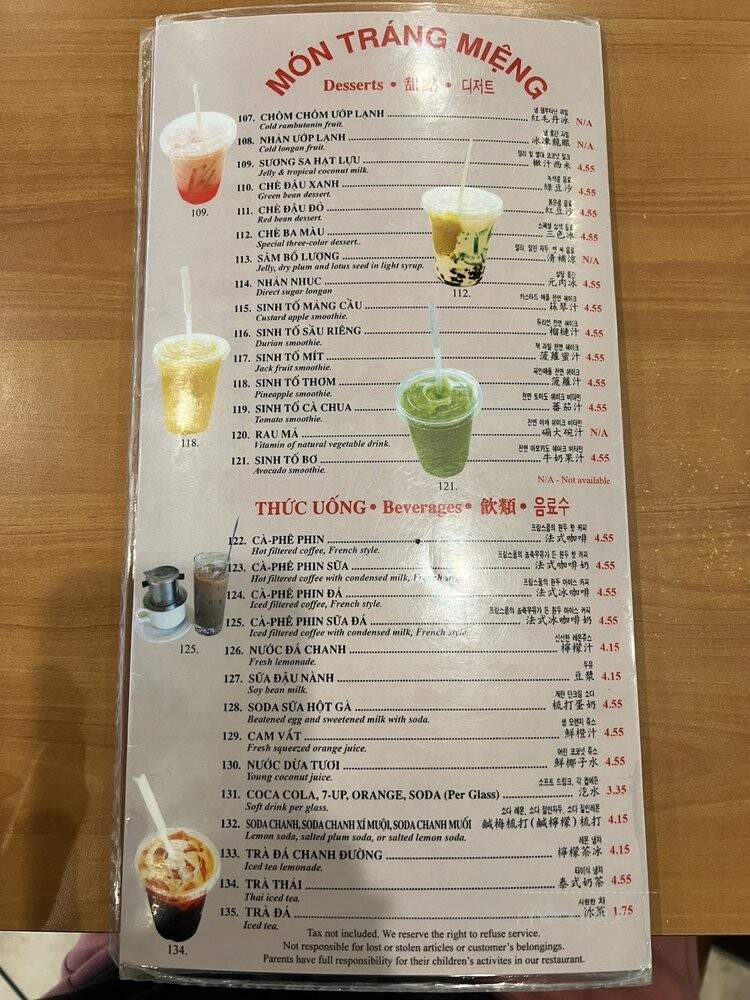 Pho So 1 Restaurant - Gardena, CA menu_pic