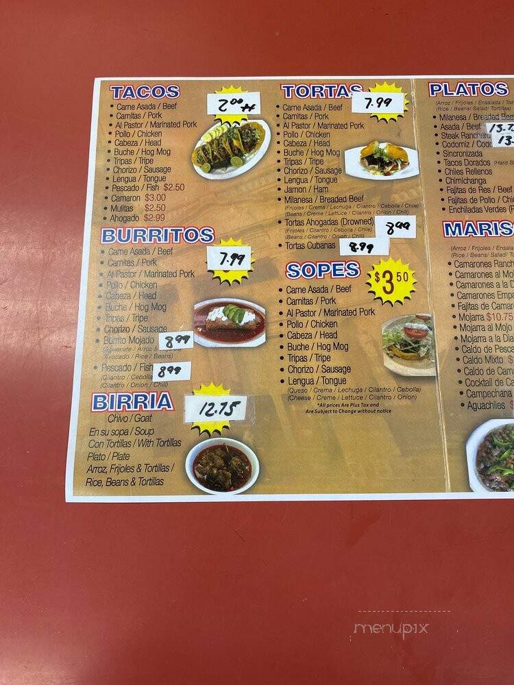 La Perla - Gardena, CA menu_pic