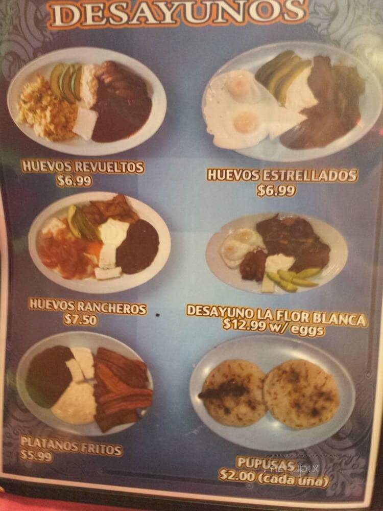 La Flor Blanca Restaurant - Los Angeles, CA menu_pic