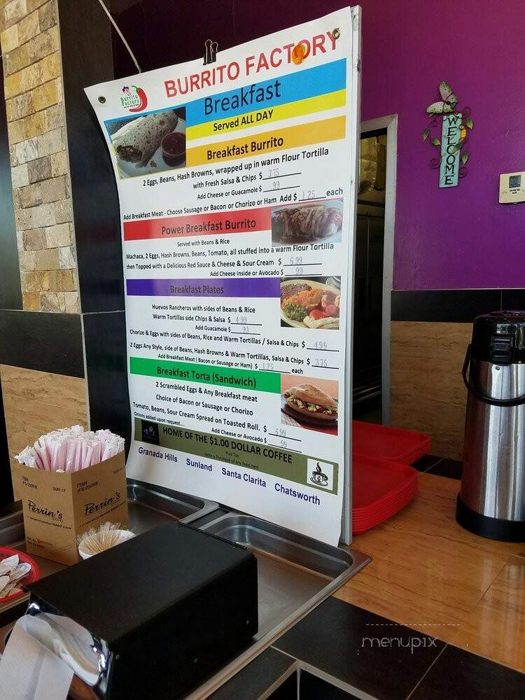 Burrito Factory - Granada Hills, CA menu_pic