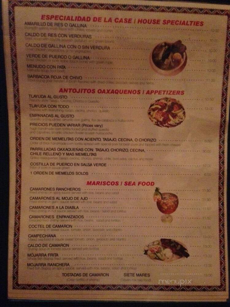 La Morenita Oaxaquena Restaurant - Los Angeles, CA menu_pic