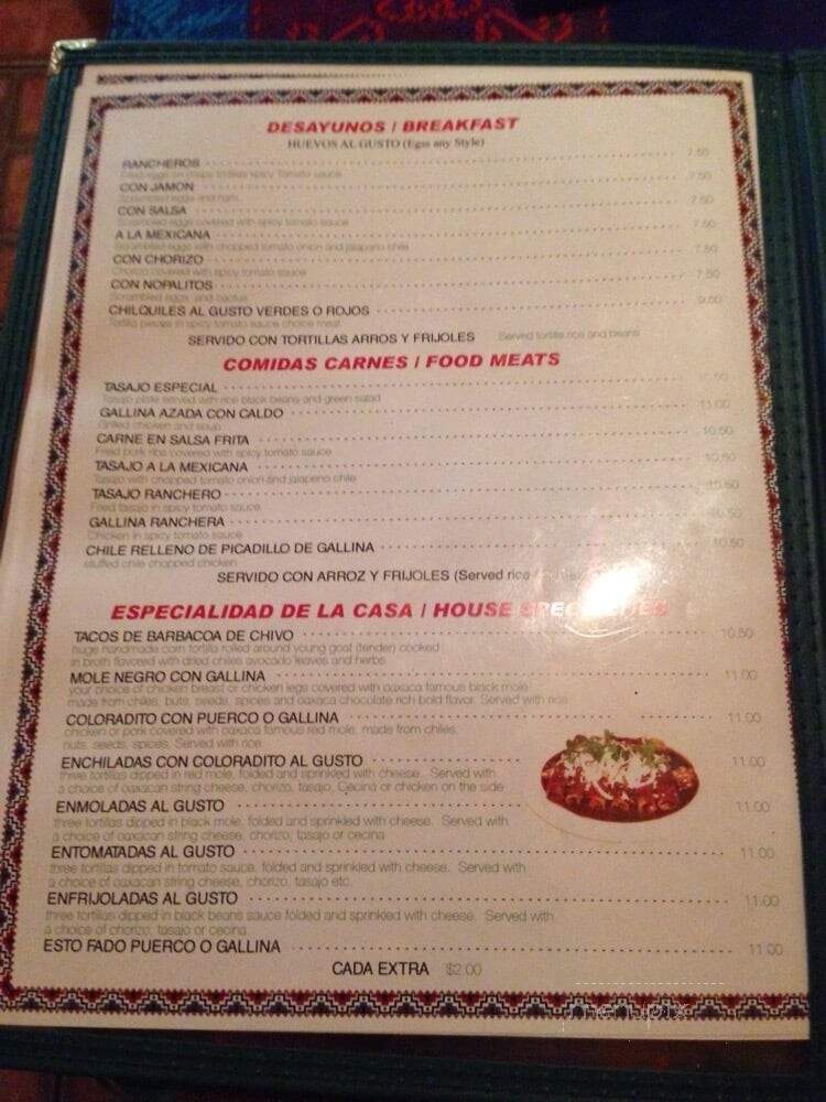 La Morenita Oaxaquena Restaurant - Los Angeles, CA menu_pic