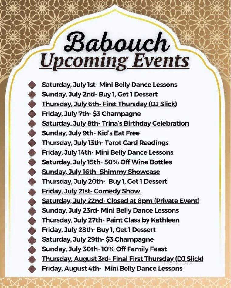 Babouch Moroccan Restaurant - San Pedro, CA menu_pic