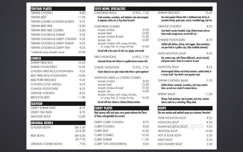 Toyo Bowl - San Pedro, CA menu_pic