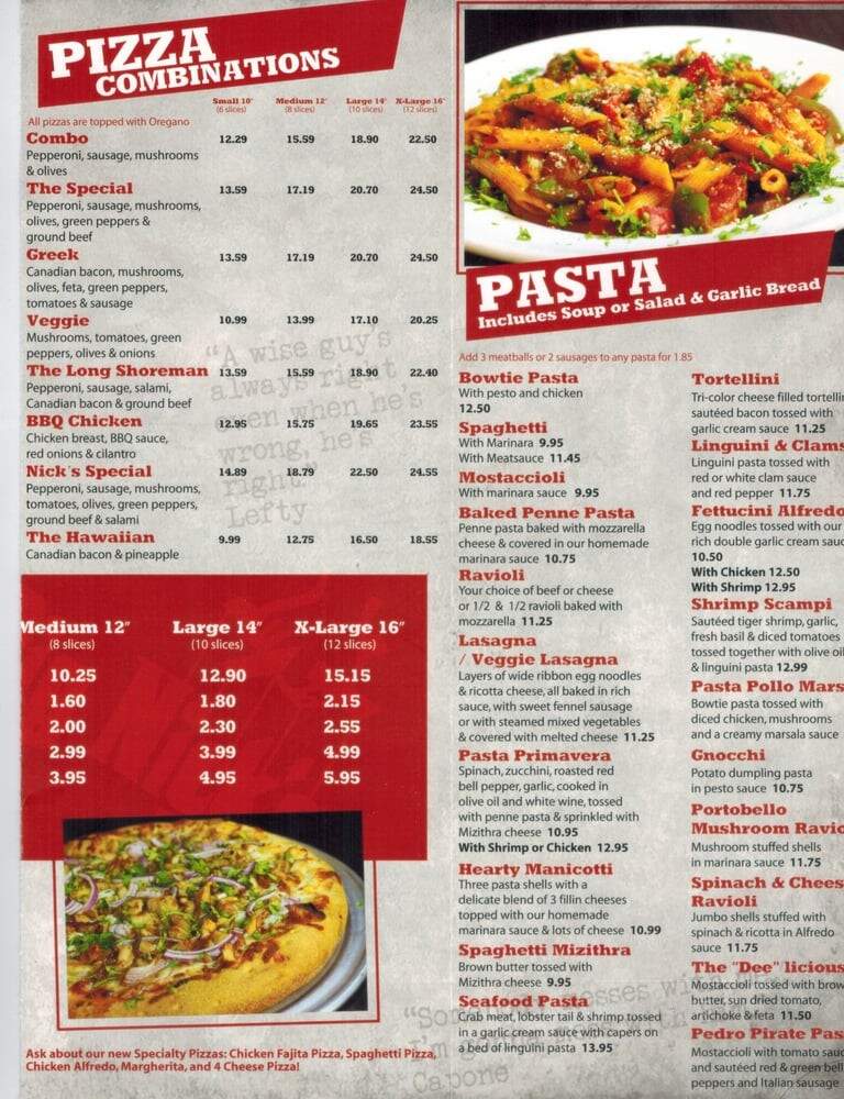 Big Nick's Pizza - San Pedro, CA menu_pic
