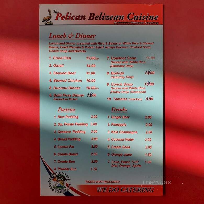 Pelican Belizean Cuisine - Los Angeles, CA menu_pic