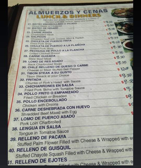 Susana's Restaurant - Los Angeles, CA menu_pic