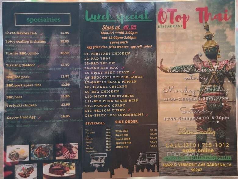 O-Top Thai BBQ - Gardena, CA menu_pic