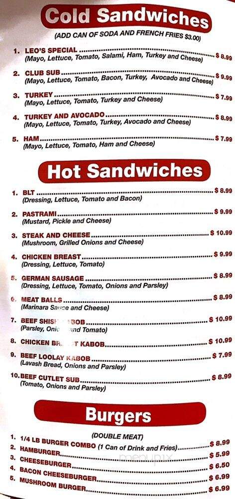 Leo's Pizza - Tujunga, CA menu_pic