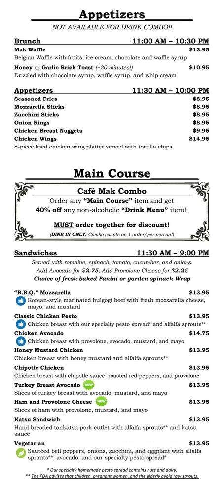 Cafe Mak - Los Angeles, CA menu_pic