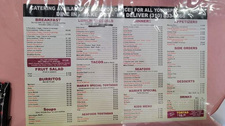 Maria's - San Pedro, CA menu_pic