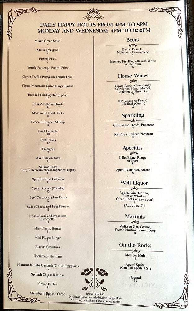 Figaro Cafe Restaurant - Los Angeles, CA menu_pic
