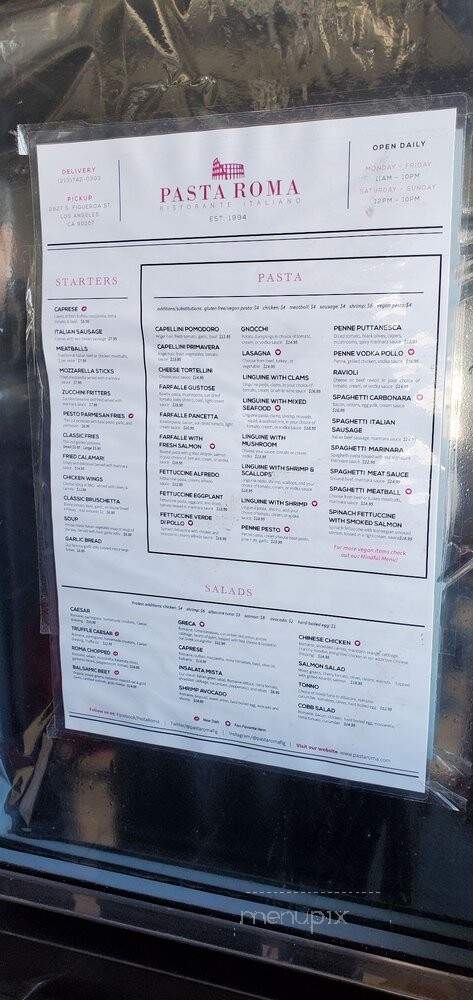 Pasta Roma - Los Angeles, CA menu_pic