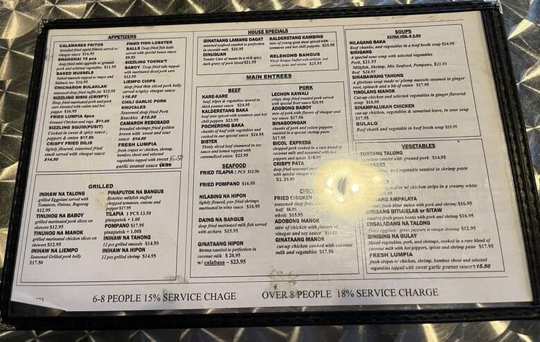 Maynila On Main Street - Carson, CA menu_pic