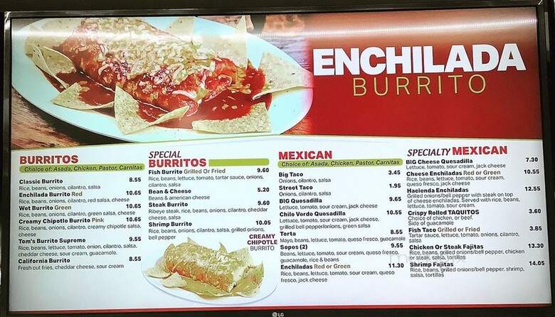 Tom's Burgers - Carson, CA menu_pic