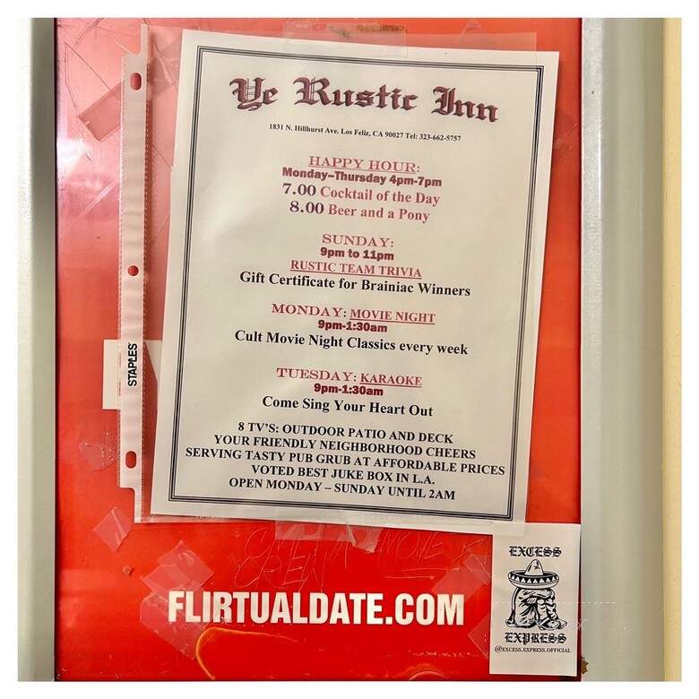 Ye Rustic Inn - Los Angeles, CA menu_pic