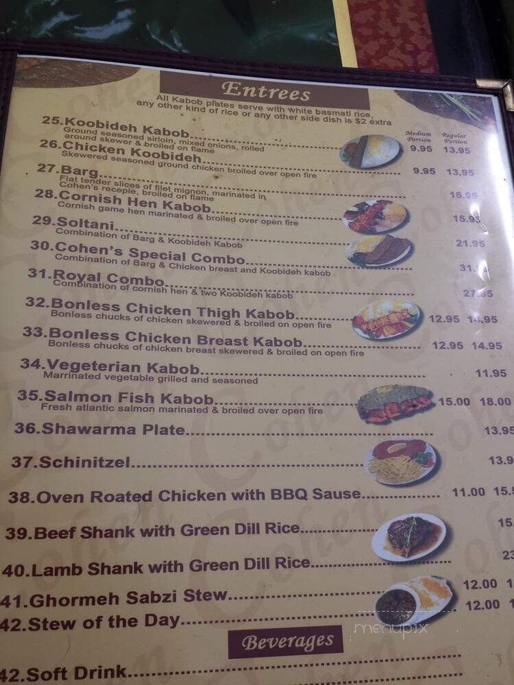 Cohen Restaurant - Los Angeles, CA menu_pic