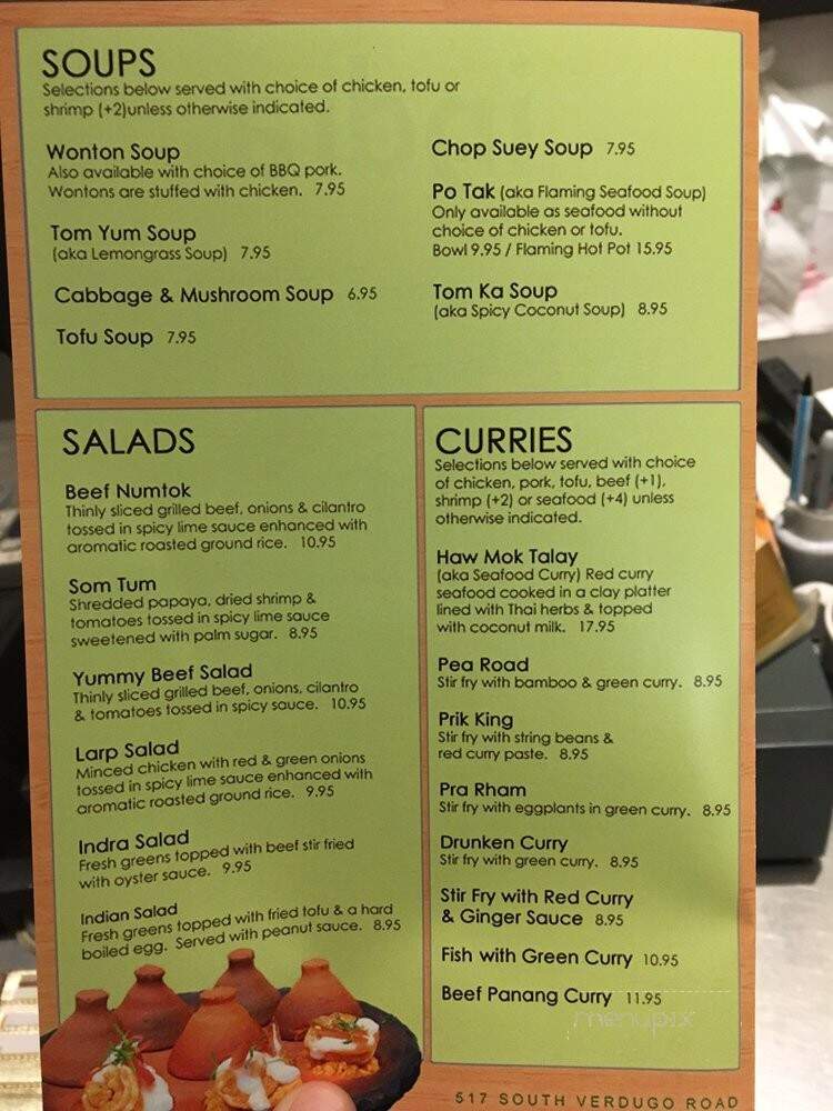Indra Restaurant - Glendale, CA menu_pic