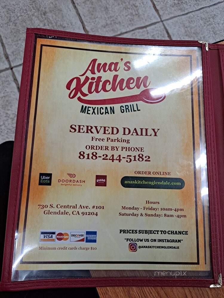 Ana Kitchen - Glendale, CA menu_pic